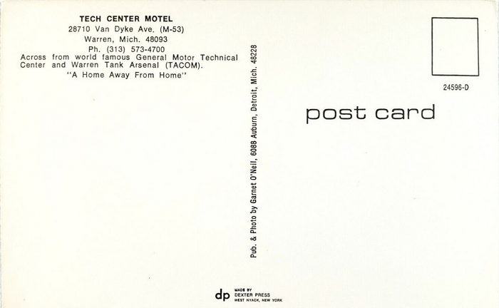 Tech Center Motel (Van Dyke Extended Stay) - Vintage Postcard (newer photo)
